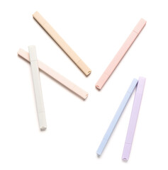 Colorful felt tip pens on white background