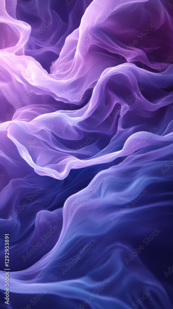 Poster abstract purple and pink flowing fabric with soft waves, glowing light. modern art and design concep