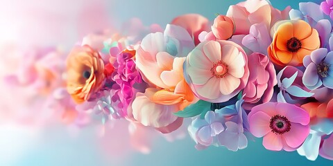 Women's history month celebration background generative ai in colorful pastel flowers.