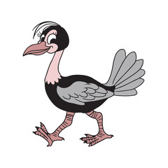 a cartoon bird with a pink neck and legs on a vector illustration design