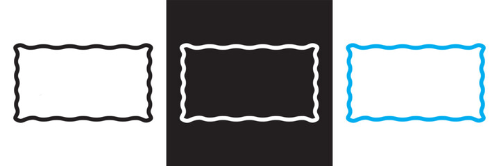 Squiggle frame, wavy border, abstract frame designs collection of hand drawn, decorative borders, black, blue and white frames. Isolated on white and black background. Vector illustration. EPS 10