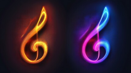 G Clef Neon Light Abstract Music Design