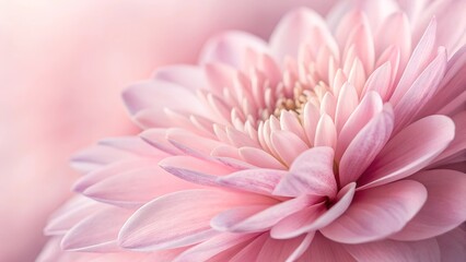 Delicate Beauty: A soft focus captures the exquisite petals of a chrysanthemum, a symphony of pink hues and intricate details that evoke feelings of peace and tranquility. 