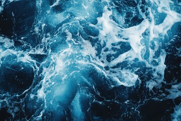 Obraz premium Ocean waves, frothy blue water surface