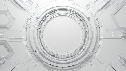 Abstract white circular technological design. (1)