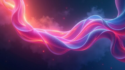 Neon-hued ribbons of plasma swirling and intertwining, suspended in absolute stillness, their vibrant colors shifting as if responding to an invisible force.
