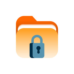 Secure folder flat illustration. A locked folder icon representing safe file storage, data protection, and cybersecurity. Suitable for app interfaces, web design, and security related content