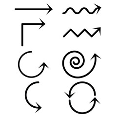 various direction arrow icon design with black color line art style on white background