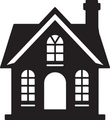 "Minimalist Black Silhouette House Vector | Simple Home Outline Illustration for Digital Use"