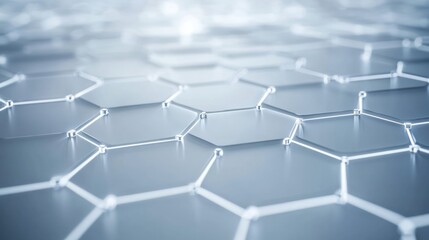 Abstract hexagonal grid pattern with connecting lines, creating a futuristic, scientific, and technological design.