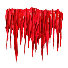 Red dripping paint depicted in paper art, isolated on white background. PNG