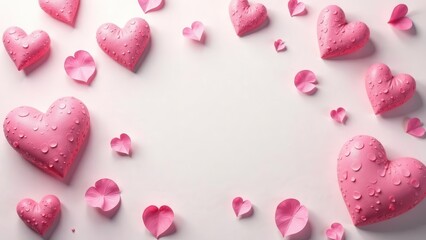 Pink hearts and petals on a light background, perfect for romantic occasions