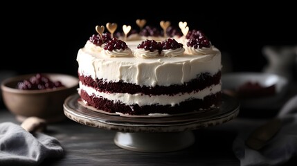 Elegant Red Velvet Cake on Stand