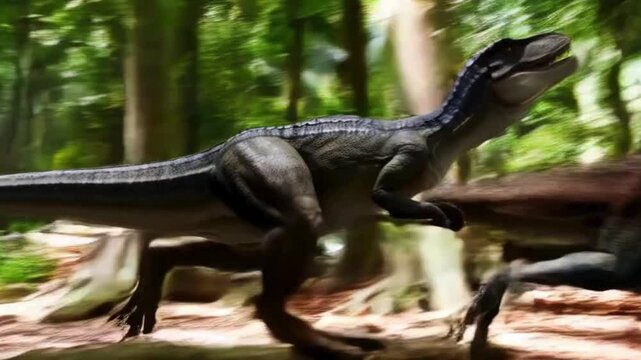 Slow motion high-resolution cinematic Carcharodon a uruses  animation video, A crowned crane's beak snatches a brown mantis that sits on dry leaves Anatolians flee Tyrannosaurus Rex hunters