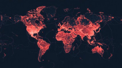 A striking map of the world illuminated in red hues, representing data visualization trends and global connectivity.