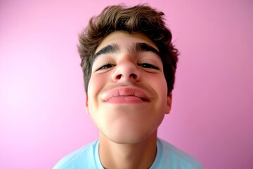 Commercial promotion concept art visual pattern. Valentine's day greeting from man or for man: breathtaking bold image of loving middle eastern high schooler boy. Love confession. Modern love.