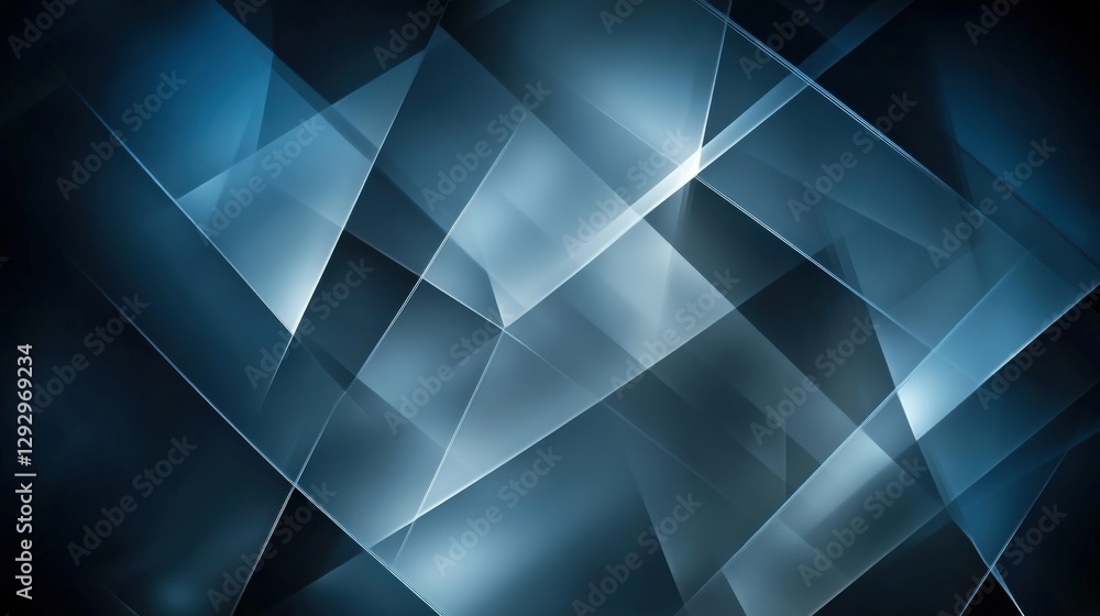 Poster abstract blue geometric pattern with layered translucent shapes creating depth and texture