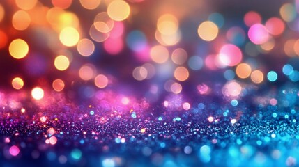 Colorful Bokeh Sparkle Abstract Background. Bright bokeh forms a soft and radiant backdrop. Sparkle and glitter offer a dazzling multicolor context. Ideal for festive templates joyful mockups.