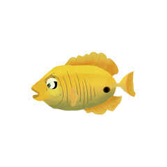 yellow surgeon fish isolated on white