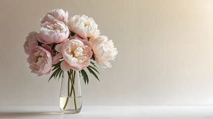 Fototapeta premium A pink floral bouquet with hyacinth and tulips blooms in a vase
