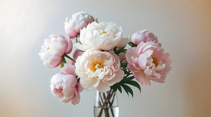 A pink floral bouquet with hyacinth and tulips blooms in a vase