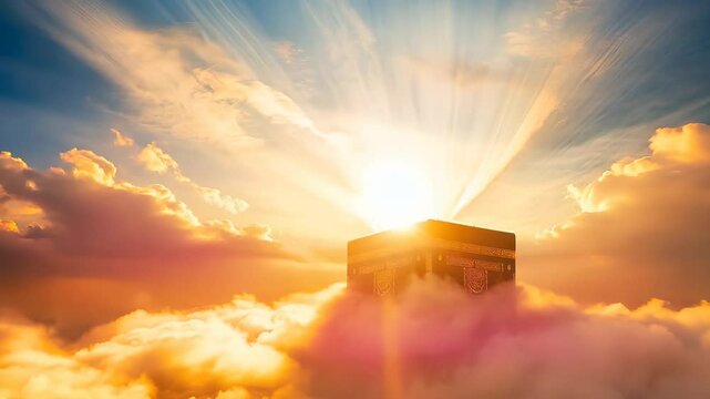 Majestic View of the Kaaba Floating Among the Clouds