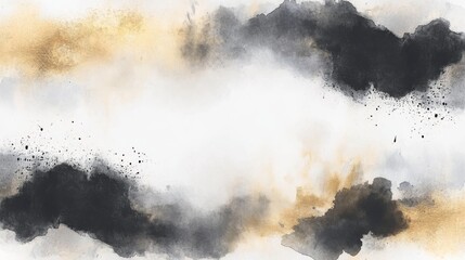 black and gold watercolor frame, plain empty copyspace in the middle, elegant, minimalistic, floral