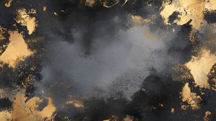 black and gold watercolor frame, plain empty copyspace in the middle, elegant, minimalistic, floral