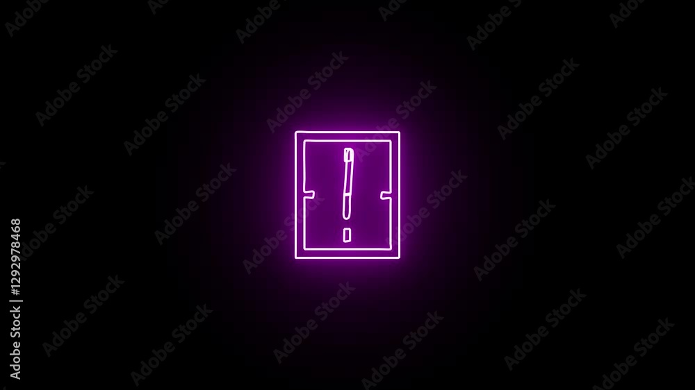 Poster analog glowing clock animation , 12 hour loop. neon clock , counting down clock isolated animated.