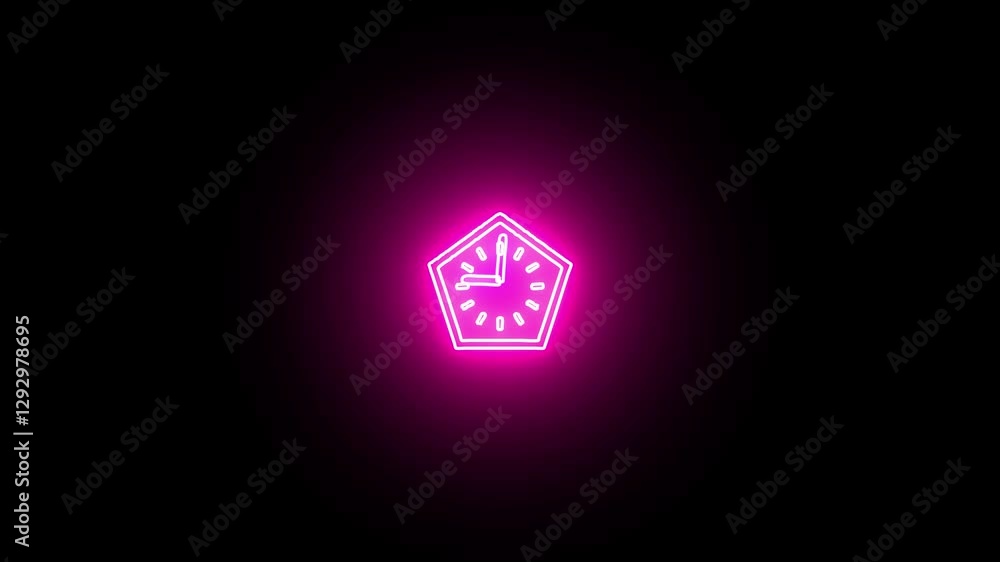 Poster bright clock icon on black background and new animation. time animation. 4k animation. clock icon ne
