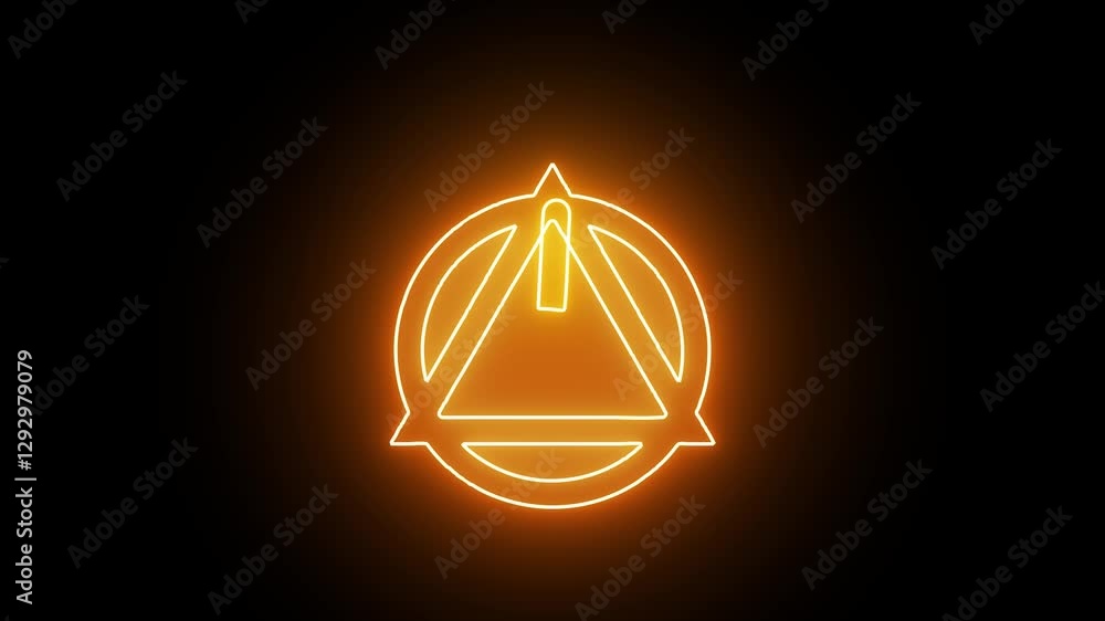Poster coral color neon boderless clock icon hd animation on black background and 4k animation video.