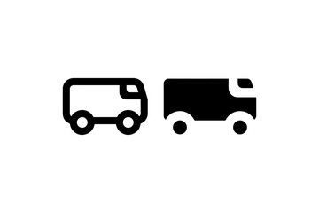 Delivery truck icons in solid and outline style Vector