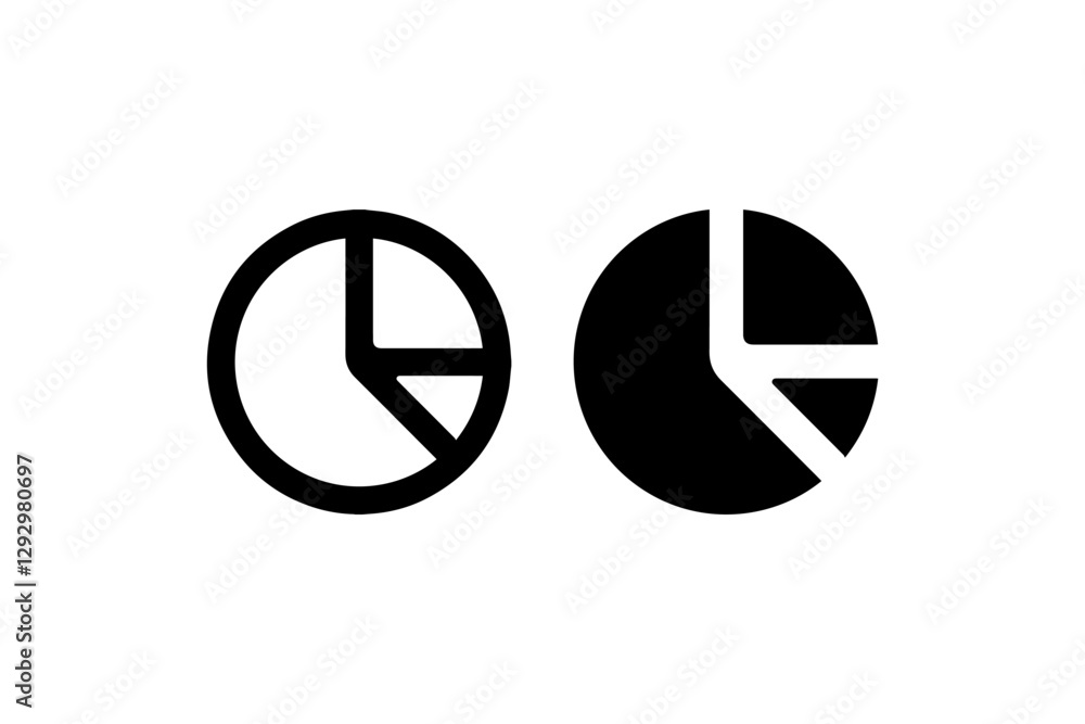 Poster pie chart icons in solid and outline style vector