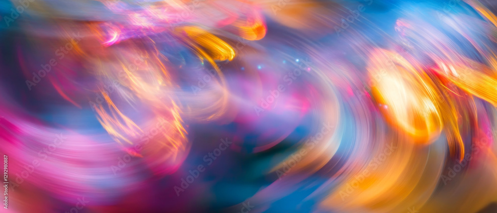 Poster abstract dreamlike photograph with vibrant colors and swirling patterns, creating sense of motion an
