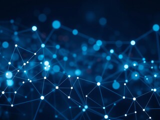 Fototapeta premium Futuristic stock photo of a glowing network of interconnected data nodes symbolizing business AI, cyber security, machine learning algorithms, and future technologies, network, cyber