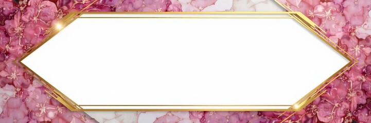 Geometric marble frame with gold accents on white background, geometric, decoration, luxury