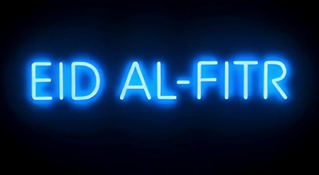 Eid al-Fitr Celebration Neon Sign and Festive.