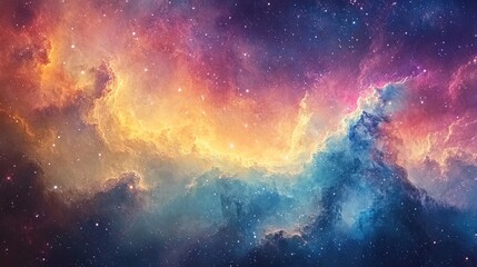 Fototapeta premium Soft pastel galaxy nebula with light pinks and blues, creating a peaceful, celestial scene 
