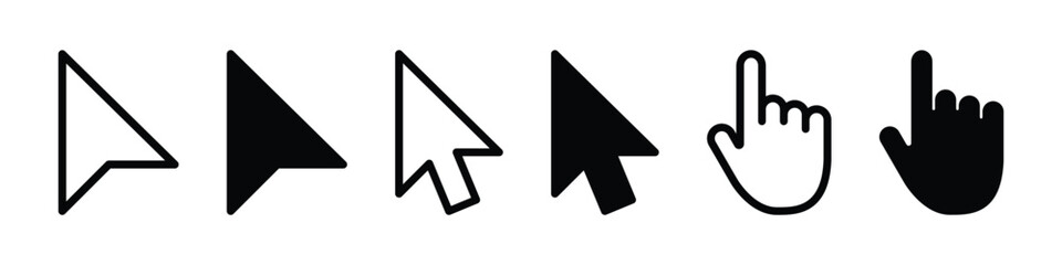 mouse cursor click icon set. mouse pointer for computer, mobile app, animation, or ui design. transparent png and vector illustration.
