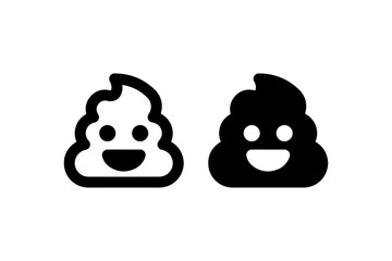 Smiling poop icon in black and white Vector