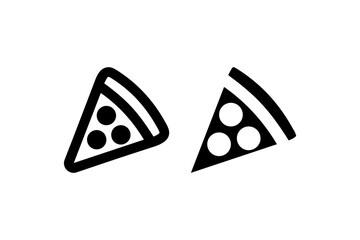 Pizza slice icon with toppings in black and white Vector