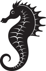 Seahorse Silhouette Vector Illustration White Background