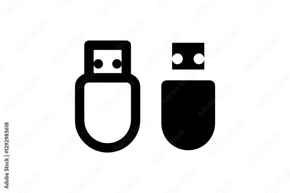 Poster usb flash drive icon in outline and solid vector
