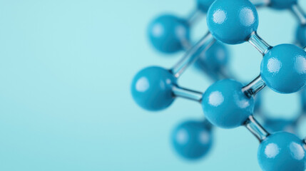 blue molecule with cross shape, showcasing its glossy surface and intricate structure, set against soft blue background