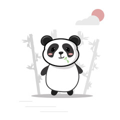 Obraz premium cute cartoon panda, vector illustration