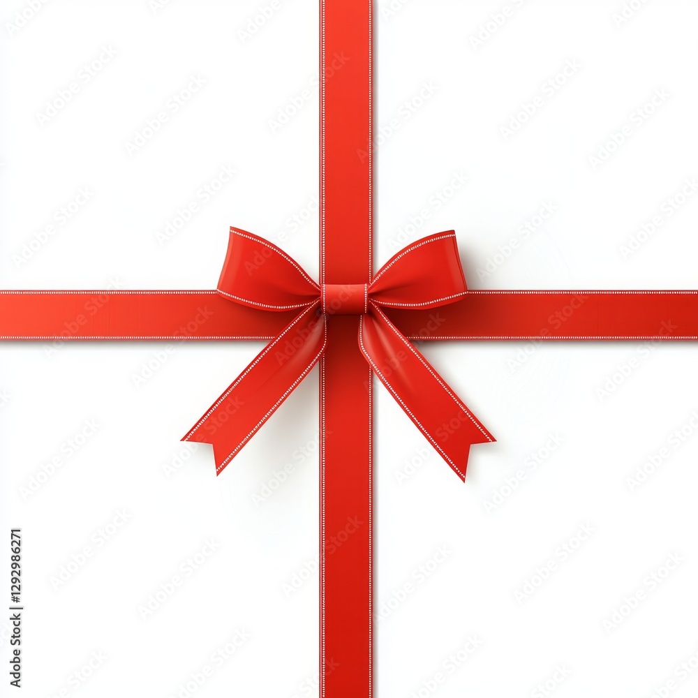 Aufkleber the stock image features a stunning red ribbon with a diagonal orientation and an elegant bow on a t