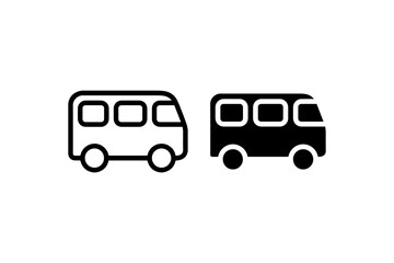 Minibus icon outline and solid Vector