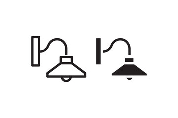 Wall-mounted vintage lamp icon in black and white Vector