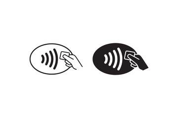 Contactless payment icon in black and white Vector