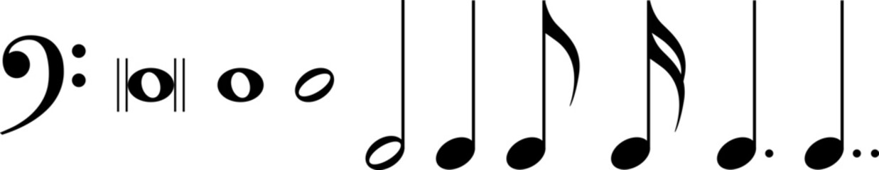 Music notes icon set, Music notes symbol sign, Vector illustration symbol isolated on transparent background